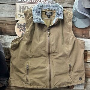 Womens Noble Outfitters canvas Vest with faux fur worn once conceal carry